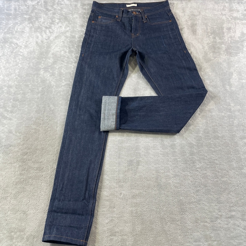 The Unbranded Brand Jeans Mens 28 Tight‎ Fit 14.5oz Raw Selvedge Indigo UB401